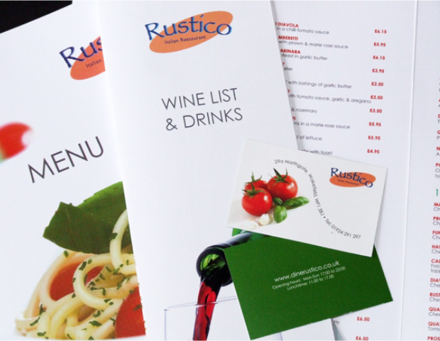 Rustico Restaurant menus.