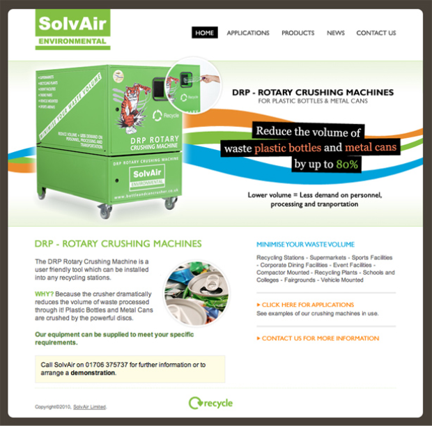 SolvAir static website design.
