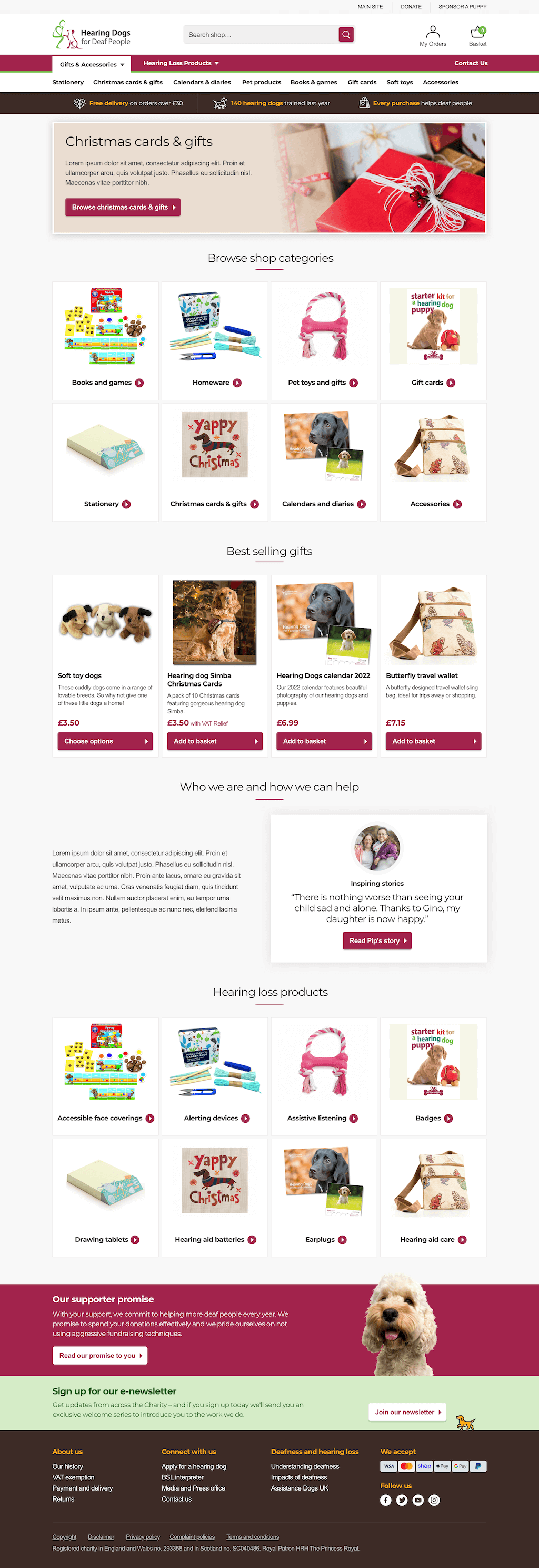 Designs for the Hearing Dogs for Deaf People website.