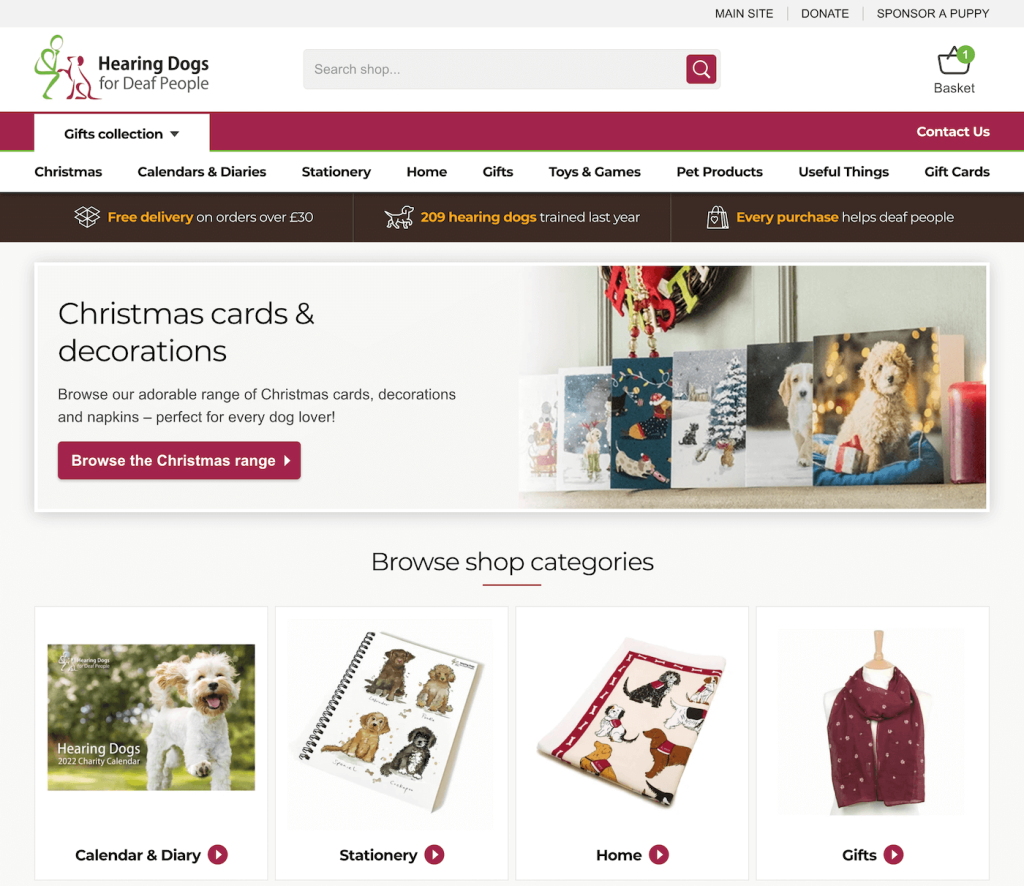 The Hearing Dogs homepage.