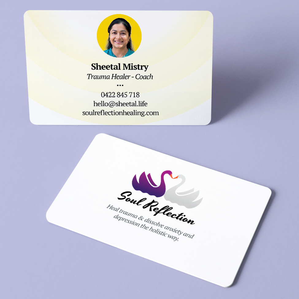 Soul Reflection Healing logo and business card design.